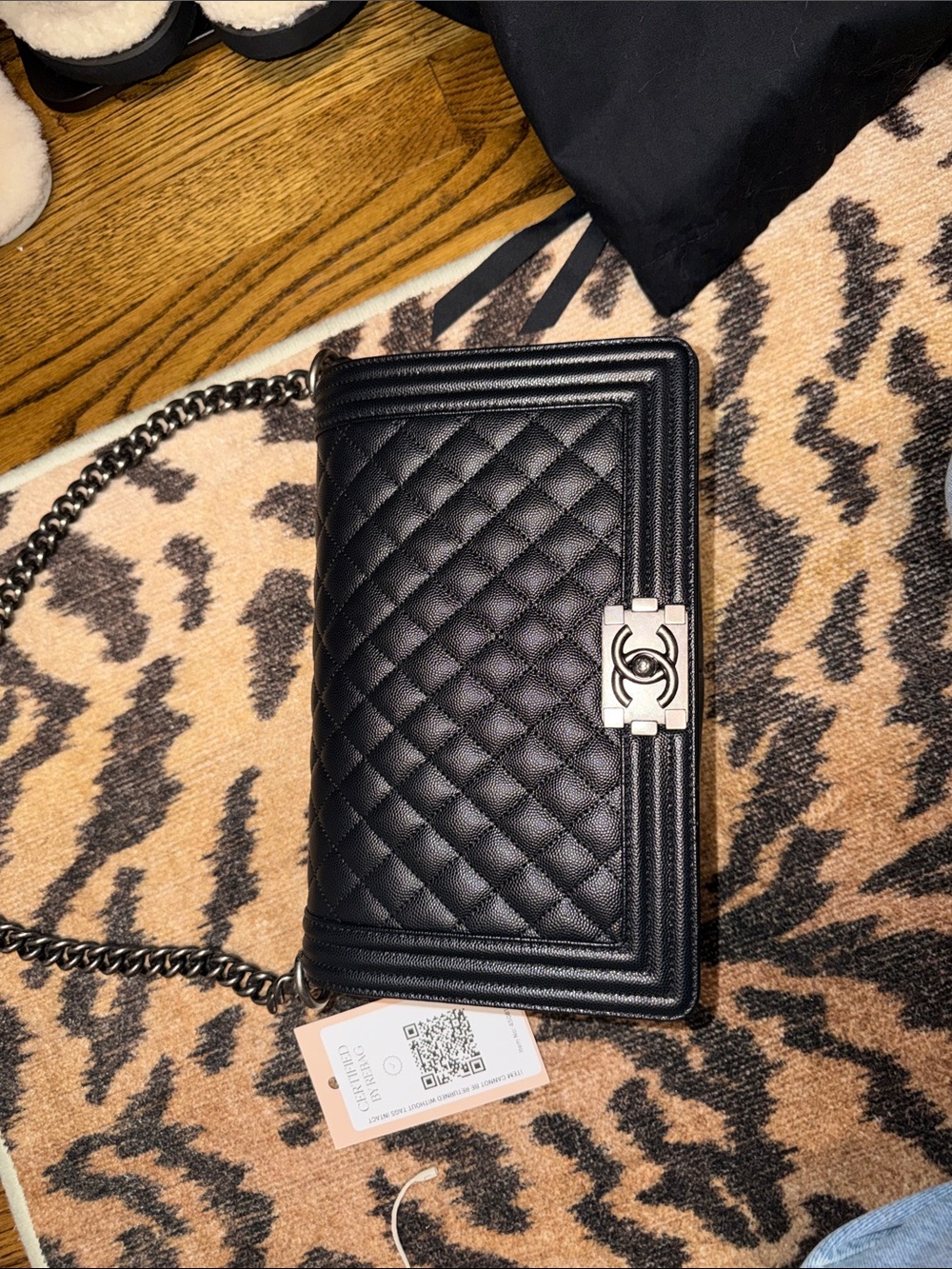 Chanel boy flap bag quilted caviar large